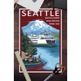 thumbnail image 3 of Seattle, Washington, Ferry and Mount Rainier Scene (12x18 Wall Art Poster, Room Decor), 3 of 3