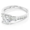 thumbnail image 2 of Ioka - 14K Solid White Gold 1.5 Ct. Princess Cut 3 Stone CZ Engagement Ring With Stones in Band - Size 7.5, 2 of 7