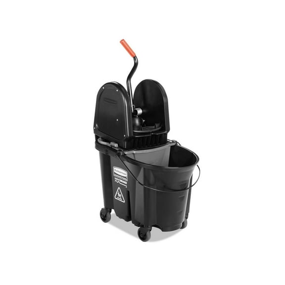 Rubbermaid WaveBrake 2.0 Bucket/Wringer Combos Down-Press 35 qt Plastic Black FG1863898