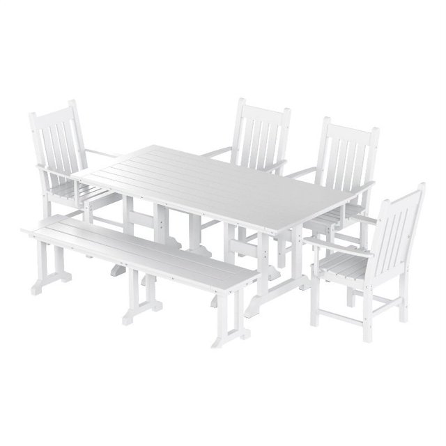 Ensemble Table à Manger et Chaises 6 Pcs avec Banc de Salle à Manger