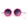 thumbnail image 3 of Womens Daisy Flower Trim Round Circle Lens Hippie Sunglasses Fuchsia Smoke, 3 of 4