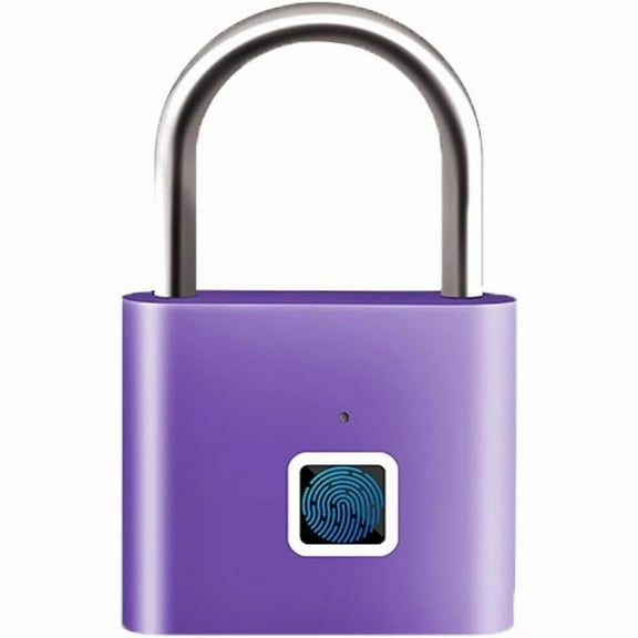 Fingerprint Smart Padlock, Biometric Lock, Purple, Up to 30 Fingerprints, Home Use