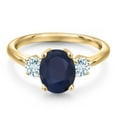 thumbnail image 3 of Gem Stone King 10K Yellow Gold Blue Sapphire and Sky Blue Aquamarine Engagement Ring for Women | 2.70 Cttw | Oval 9X7MM | Gemstone September Birthstone | Size 8, 3 of 6