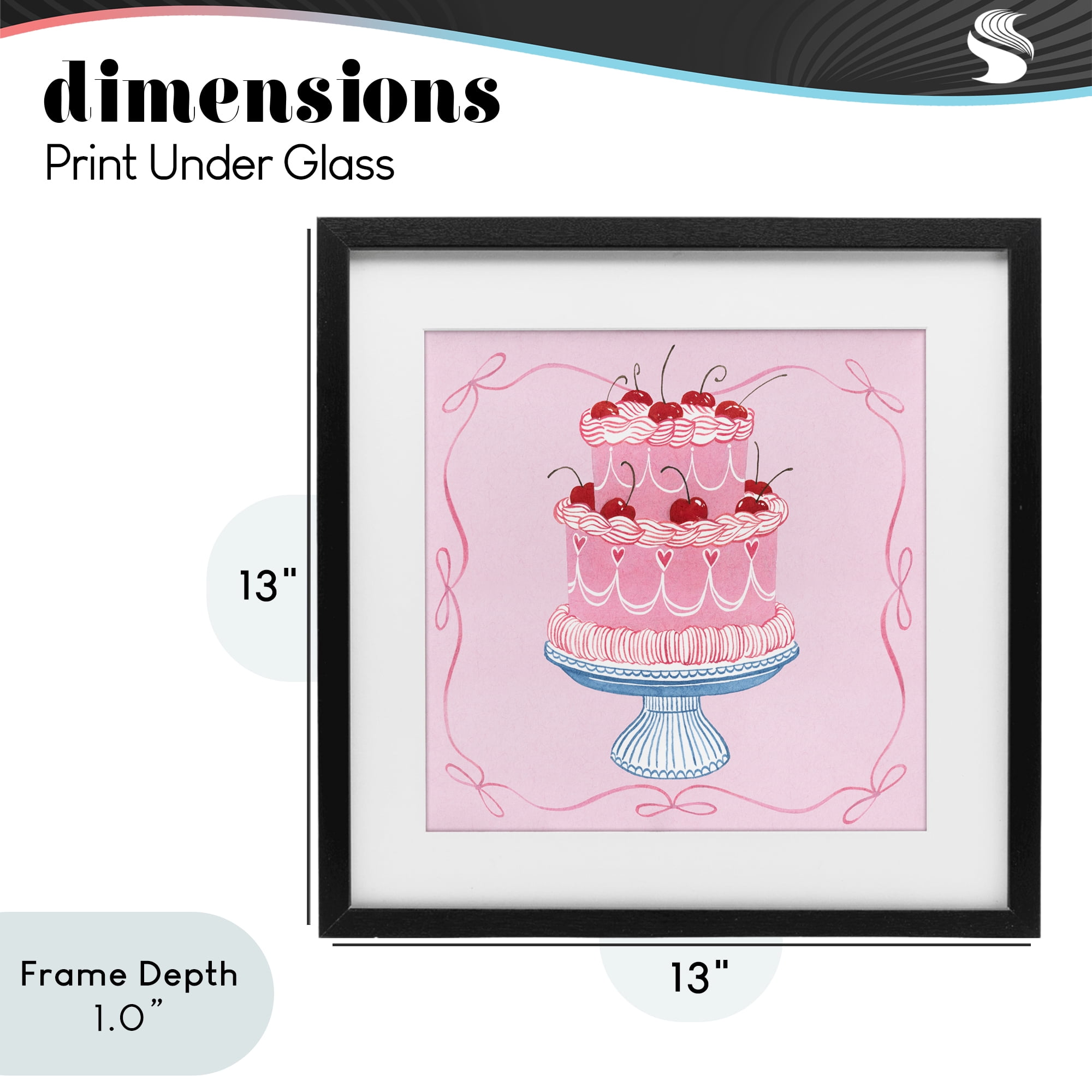 Stupell Industries Romantic Pink Cherry Cake Black Framed Print Under Glass, design by Grace Popp