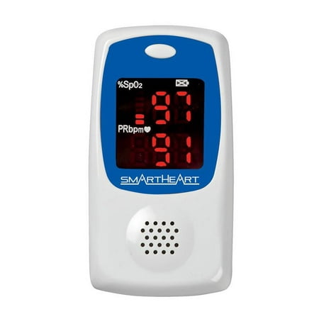 SmartHeart Talking Pulse Oximeter | Audible Results for Visually Impaired | Blood Oxygen Saturation | Monitor Lanyard and Batteries | Portable Spot-Check Monitoring