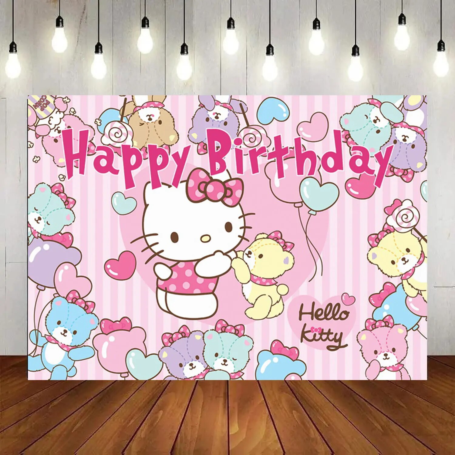 150x90cm Hello Kitty Backdrop Birthday Party Decoration for Girl Baby ...