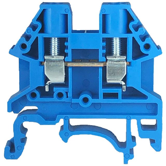 Dinkle Blue DK4N-BL Bloque de terminales de carril DIN tipo tornillo UL 600 V 30 A 10-22 AWG, paquete de 100