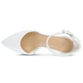 thumbnail image 4 of Pennysue Women's Closed Pointed Toe Low Chunky Heels Pumps White Ankle Strap Wedding Business Dressy Shoes Size 8.5, 4 of 6