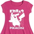 thumbnail image 3 of Pokémon - Pikachu Kanji - Youth Girls Fit And Flare Short Sleeve Dress, 3 of 5