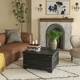 thumbnail image 6 of HOMCOM Farmhouse Coffee Table with Flip Top, Hidden Storage Compartment, Square Center Table for Living Room, Distressed Black, 6 of 9