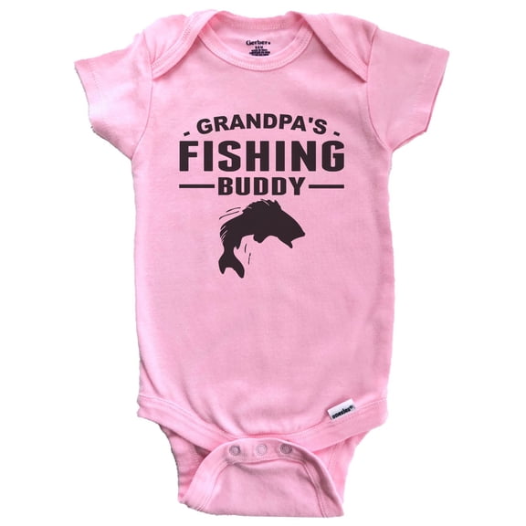 Grandpa's Fishing Buddy Cute Fishing Baby Bodysuit for Grandchild (Pink)