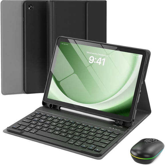 for Samsung Galaxy Tab A11 Plus/A9 Plus Case with Keyboard | 3-Speed Mouse, 11-inch case , Detachable Magnetic Keyboard, S Pen Holder, Black