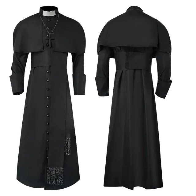 Men Cassock Priest Robe Roman Catholic Church Soutane Costume For Bishop Pope Pastor Father