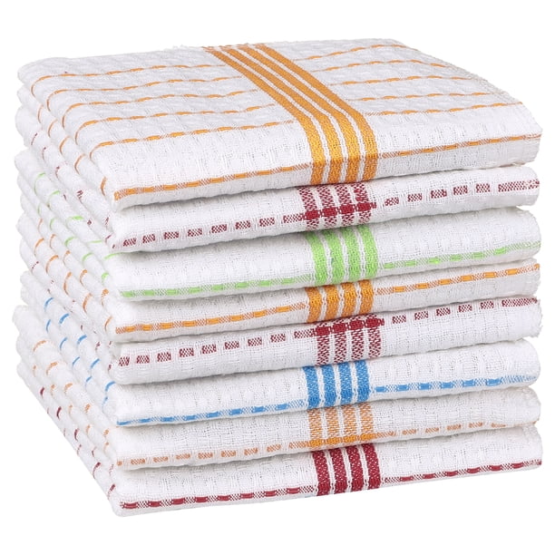 REGALWOVEN Toallas de Limpieza Reutilizables, Trapos de Algodón Súper Absorbentes 12" x 12" Multi 8