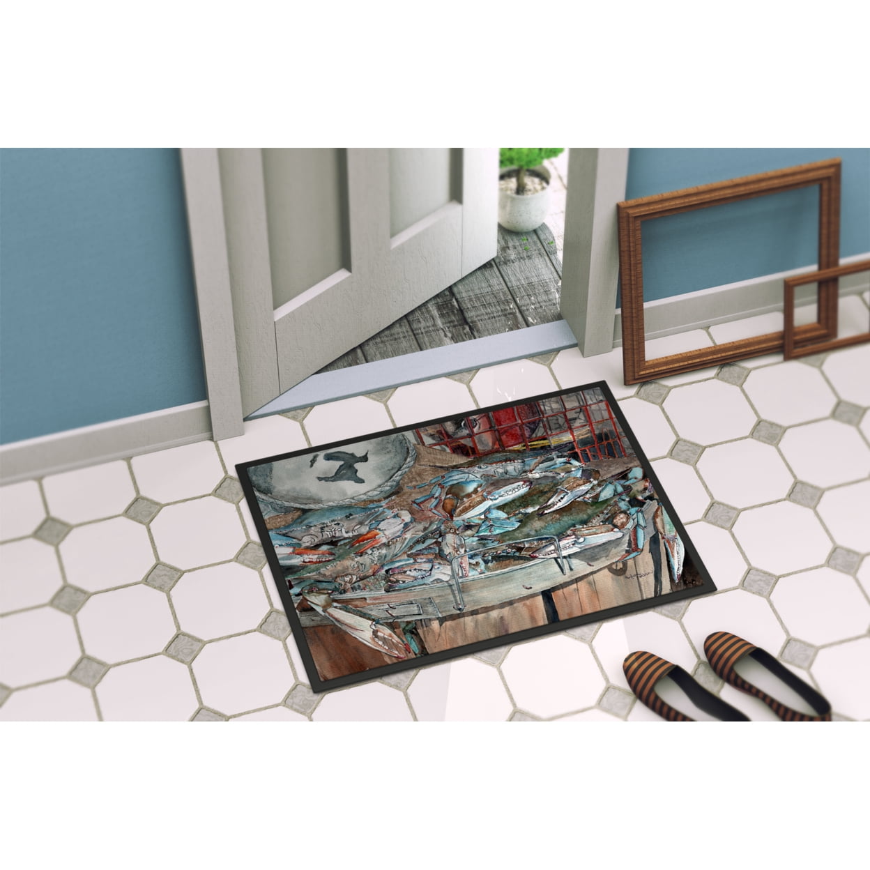 Basket Full of Blue Crabs Door Mat