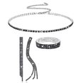 thumbnail image 3 of Collar de moda, joyería, cadena de garra de diamantes llena, pulsera, pendientes, collar, diamantes de imitación, conjunto de tres piezas, 3 of 3