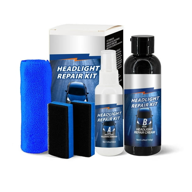Kit de restauración de faros delanteros de 2 piezas, limpiador y revestimiento de faros de coche, restaura y pule faros delanteros, 150 ml Yulucky