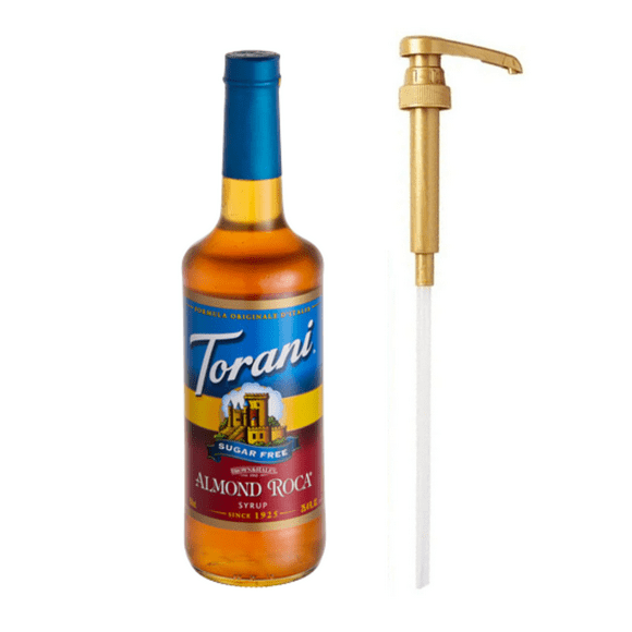 Torani Sugar-Free Almond Roca Flavoring Syrup Plastic 750 mL Bonus Squeeze Pump
