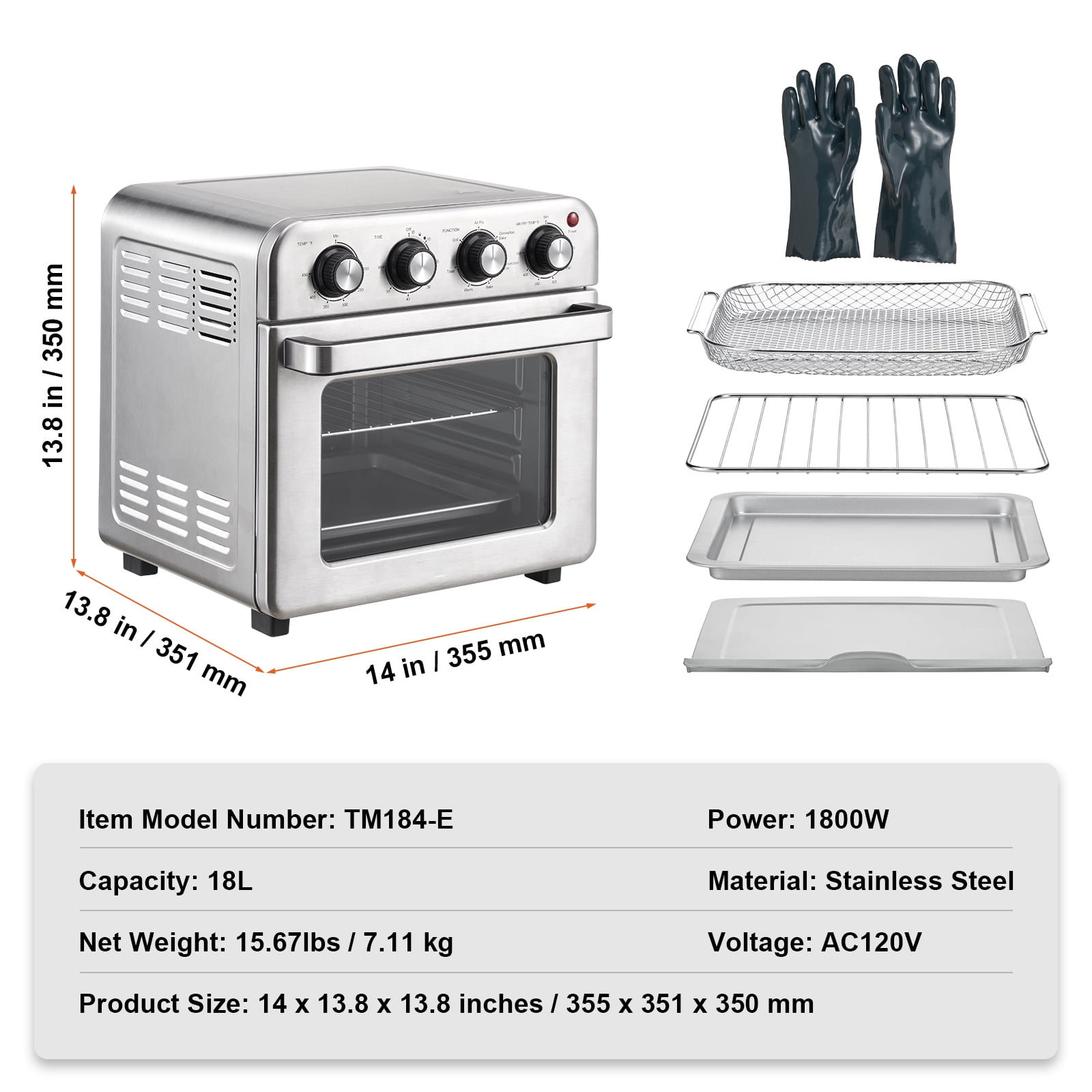 7-in-1 19 Quart/18L Air Fryer Toaster Oven – Beelicious