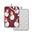 thumbnail image 2 of Snowman Pattern Of Red Background with Snowflakes Square Insulation Pads 2 Piece Heat Resistant 338 Degrees F Oven Mitts for Kitchen Table BBQ Microwave and Other Cooking Occasions, 2 of 7