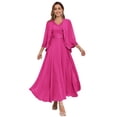 thumbnail image 1 of Vestido de chifón rosa intenso con cuello en V CDSSL para la madre del novio, 1 of 6