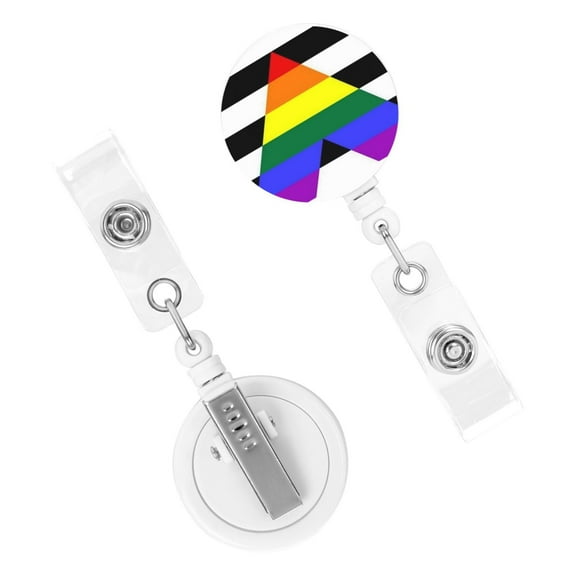 Straight Ally Flag Badge Reel Retractable Badge Clip Id Card Name Tags Holder Gifts For Nurse Teacher Office Employees Doctors