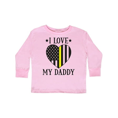 

Inktastic Dispatcher Daddy Gold Line Emergency Gift Toddler Boy or Toddler Girl Long Sleeve T-Shirt