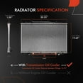 thumbnail image 2 of A-Premium Engine Coolant Radiator Assembly with Transmission Oil Cooler Compatible with Acura MDX 2003-2006 & Honda Pilot 2005-2008, Automatic Transmission, Replace# 19010RDJA51, 19010RDJA52, 2 of 8