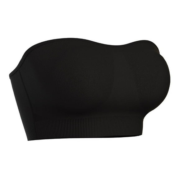 URTERYSER Strapless Padded Bandeau Bra for Women Nonslip Silicone Design Wireless Tube Top Push Up Bralette Underwear Lingerie Black