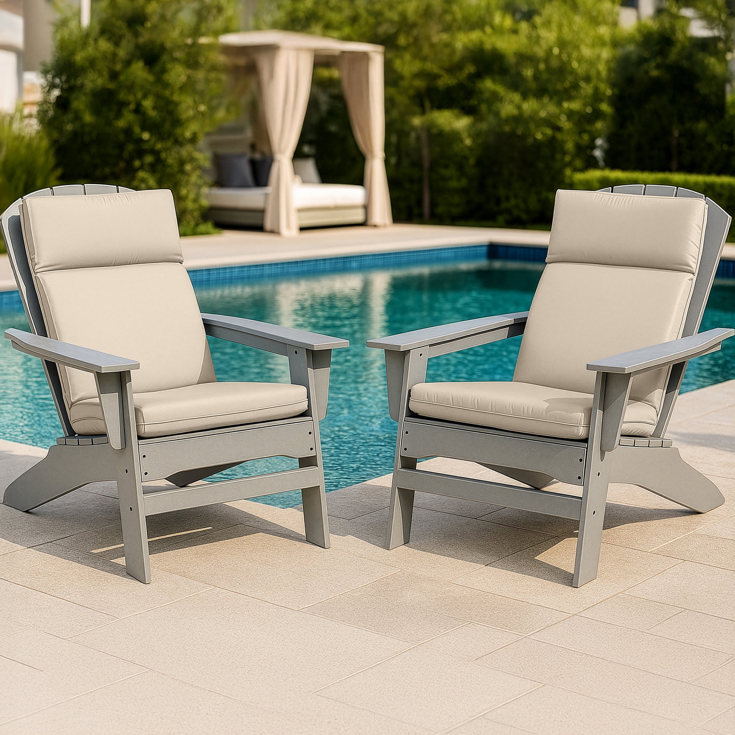 Lavish Home 45x21.5x3in High Back Outdoor Chair Cushion with Ties (Tan)