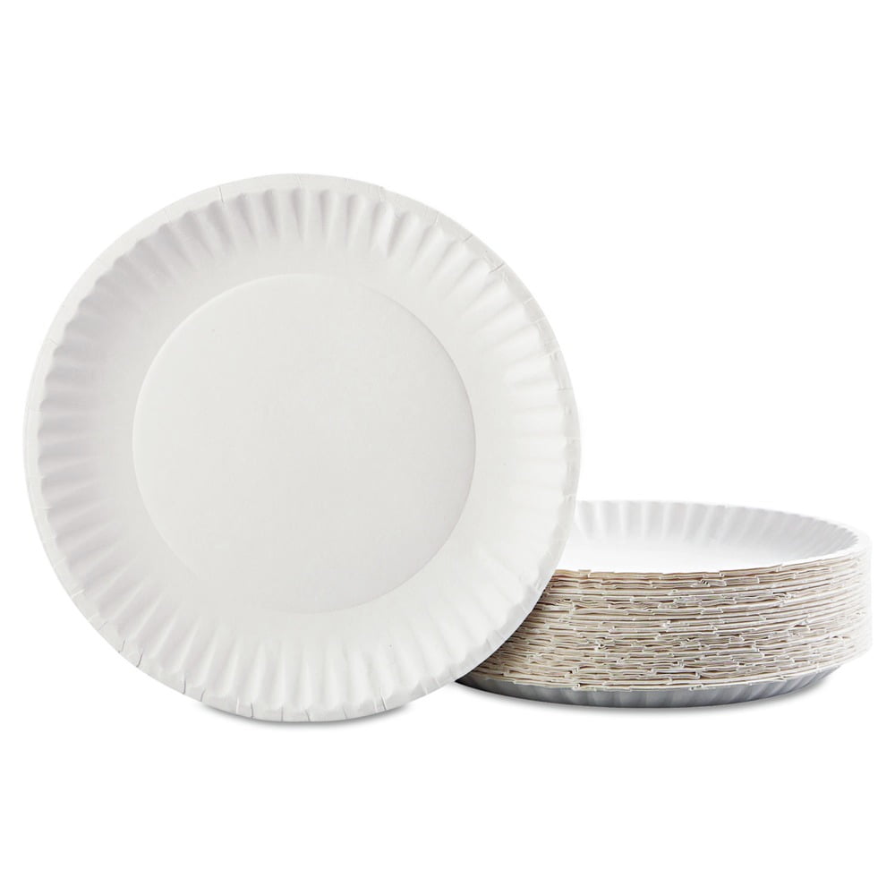 12 PACKS : AJM AJMPP9GRA Green Label Paper Plates, Microwavable, 9" Diameter.