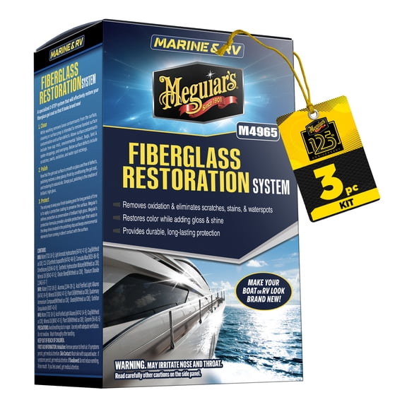 Meguiar's Marine/RV Fiberglass Restoration System, Off-White - Boat Cleaner Kit, 1 Pack