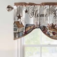 thumbnail image 3 of Farmhouse Tie Up Valance Curtains for Windows, Kitchen Curtains Window Shades, Retro Country Star Berry Vintage Wood Grain Light Filtering Roman Curtain Valances for Bedroom/Bathroom/Cafe 54"x18", 3 of 9