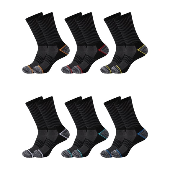 COOPLUS Mens Crew Socks Athletic Cushioned Breathable Running Socks Comfortable Daily Wear for Men 6 Pairs