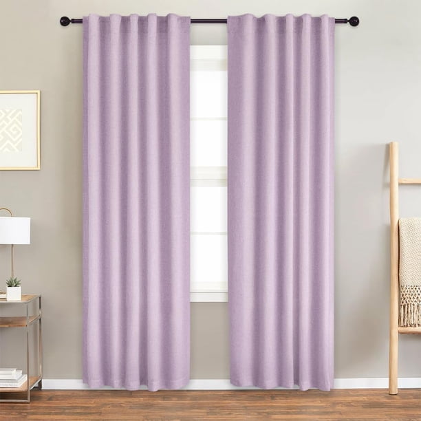Lino Cortinas Blackout 100% Opacas, Bolsillo para Barra/Pestaña Trasera, para Recámara y Ventana de Sala, 2 Paneles (Rosa, 132 x 213.3 cm)