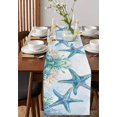 thumbnail image 2 of Hokiten Table Runners 120 Inches Long Dress Scarves, Teal Blue Coastal Coral Farmhouse Coffee/Dining/Kitchen Table Runner for Living Room, Summer Ocean Watercolor Starfish 13x120 Inch, 2 of 7