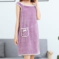 thumbnail image 3 of Off Shoulder Wearable Bath Towel Wrap Women Water Absorbent Beach Spa Gym Bathrobes Slip Dress, 3 of 5