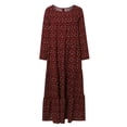 thumbnail image 6 of XIAOCHA Floral Printed Abaya for Women Loose Tiered Pocketed Long Sleeve Crew Neck Maxi Dress Breathable Modest Casual Dresses, 6 of 9