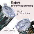 thumbnail image 4 of Double Wall 20oz Stainless Steel Textured Tumbler with Handle, Insulated Coffee Travel Mug, Geometric Pattern Leak Proof, 4 of 5