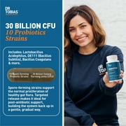 Dr. Tobias Dr. Tobias Probiotics 30 Billion, 10 Strains, 30 Billion CFUs, Targeted Release Probiotics for Digestive Health, Shelf-Stable Probiotics for Women & Men, Non-GMO, 30 Capsules, 30 Servings