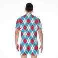 thumbnail image 2 of Red Blue And White Argyle Pattern Short Sleeve Men'S Rompers, Checkered Caro Plaid Tartan Casual Summer Jumpsuits Outfit, 2 of 4