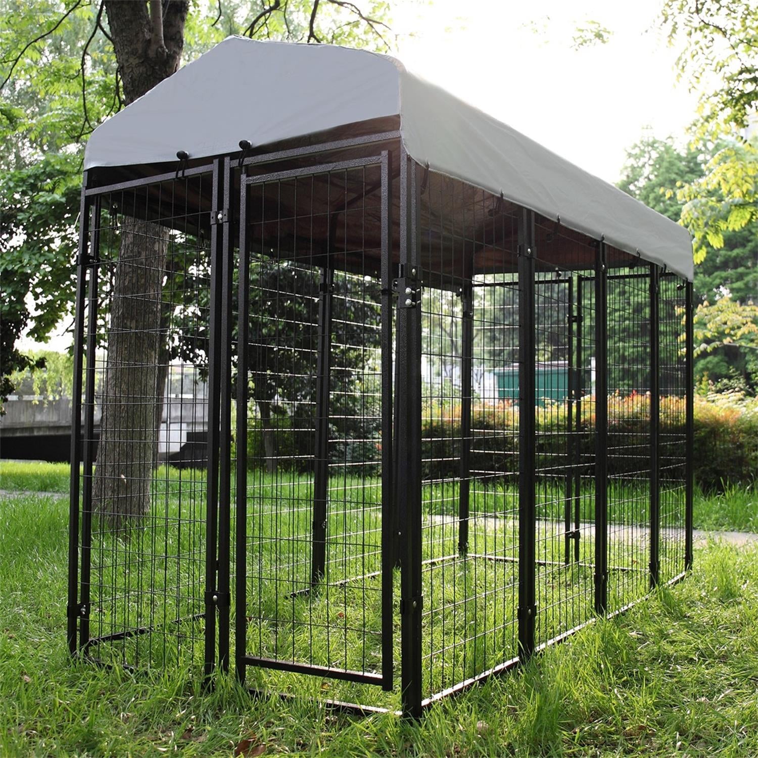 Pefilos Dog Crate for Outdoor, Heavy Duty Large Pet Dog Kennel for Small / Large Dogs, Metal Pet Playpen Dog Cage, Wire Cage with Sun Cover Shade (82 x 39 x 67)" Pefilos Dog Crate for Outdoor, Heavy Duty Large Pet Dog Kennel for Small / Large Dogs, Metal Pet Playpen Dog Cage, Wire Cage with Sun Cover Shade (82 x 39 x 67)"