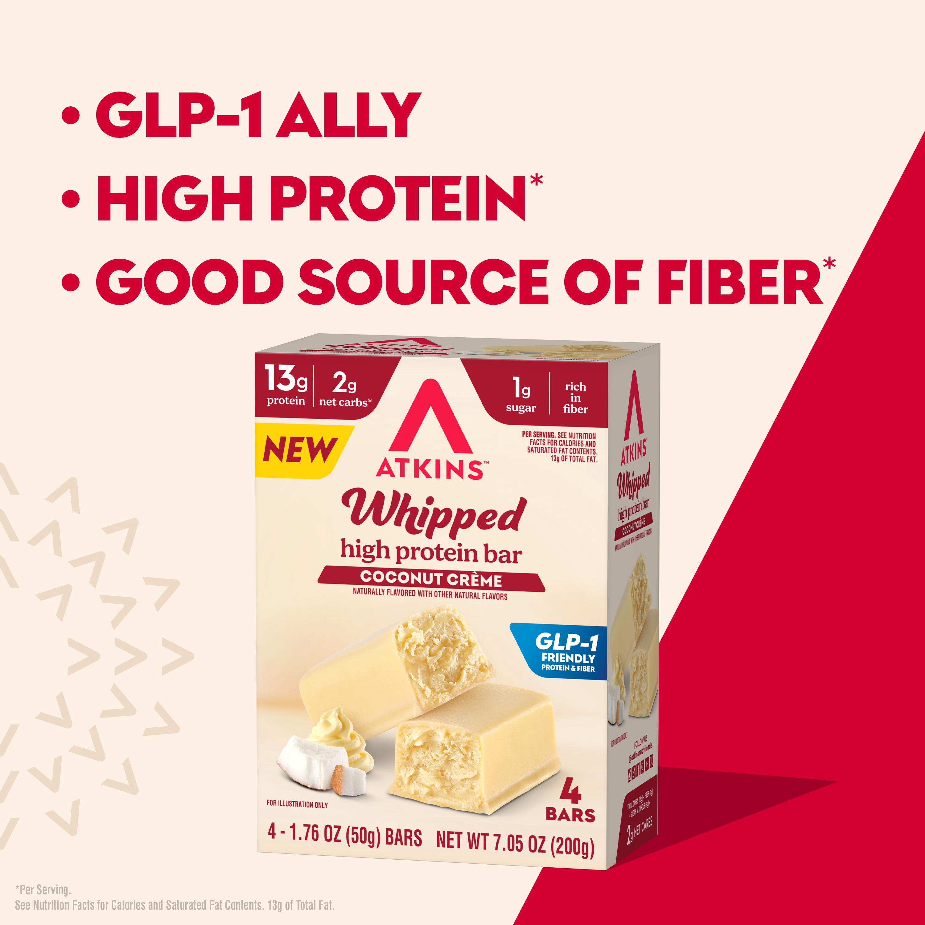 Atkins High Protein Bar, Whipped Bars, Coconut Cream Flavor, 4 Count