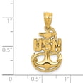 thumbnail image 2 of 14k Yellow Gold Polished U.S Navy Anchor Pendant, 2 of 3