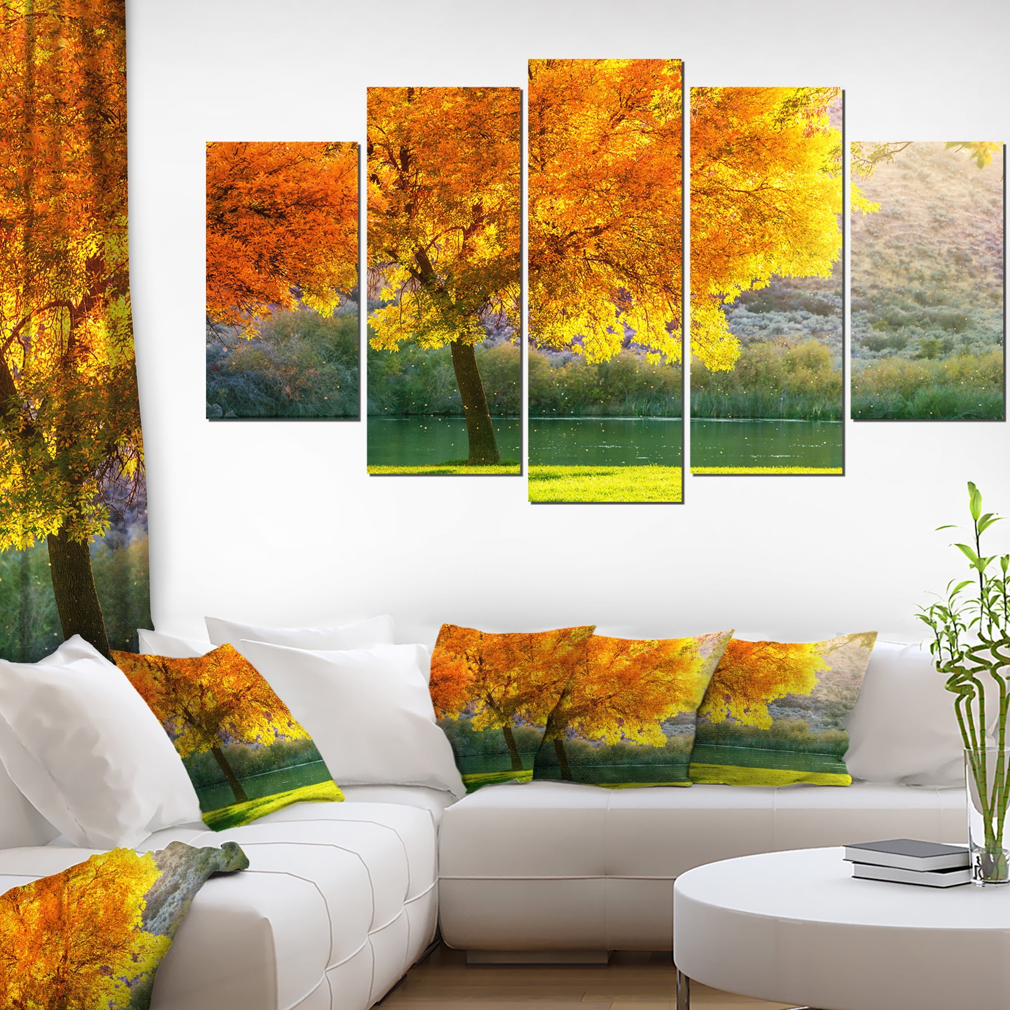 Beautiful Autumn Season in Forest Extra Large Landscape Canvas Art