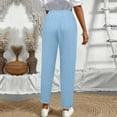thumbnail image 4 of Dvprdro Women's Solid Color Casual Pants with Elastic Drawstring Waist Side Pockets Comfortable Stretch Full Length Trousers, 4 of 5
