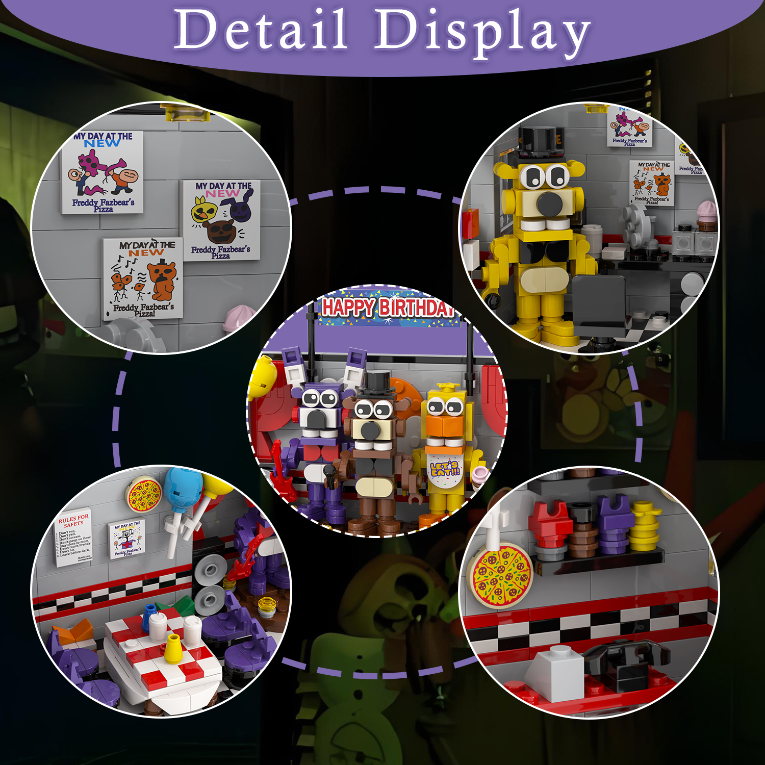 MOOXI Five Nights Stage Building Blocks Toys,FNAF Classic Horror Game Building Set,Halloween Birthday Gifts for Boys and Girls(1338pcs)