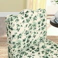thumbnail image 4 of Upholstered Armless Dining Chair with Floral Design, Soft Seat Cushion and Backrest for Small Spaces, Accent Sofa Chair with Removable Pillow for Kitchen Living Room Bedroom, Green, 4 of 7