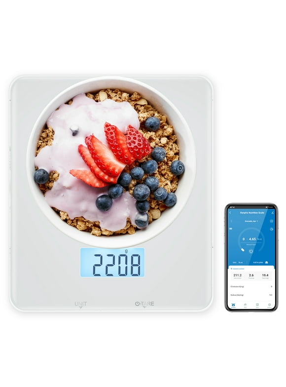 RENPHO Bluetooth Food Scale with App, Digital Smart Kitchen Scale, Glass, White