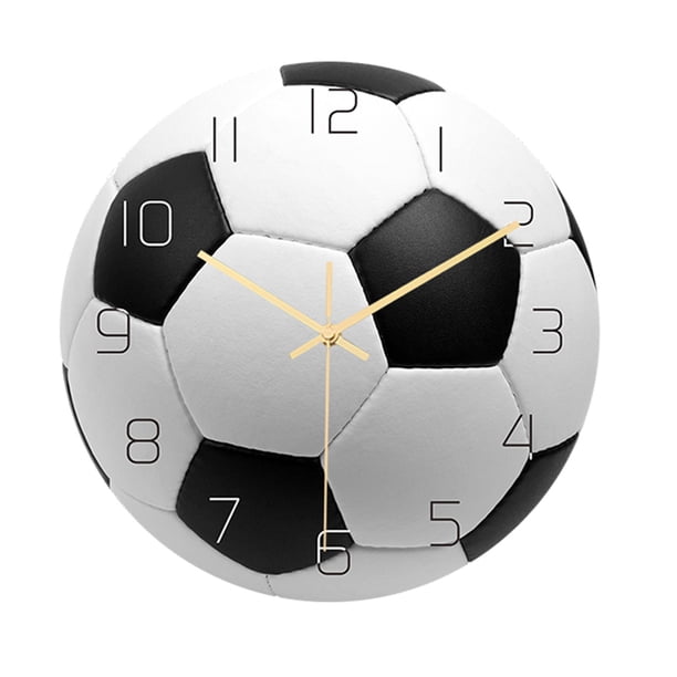 Reloj de pared creativo Diseño de fútbol acrílico Reloj colgante Movimiento mudo Relojes de pared decorativos Decoración para sala de estar Dormitorio Estudio